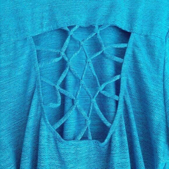 TRINA TURK | Recreation Athletic Back Cut-Out & Dolman Sleeve Top Blue Sz S - Picture 4 of 13